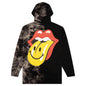 Smiley Rolling Stones Tie-Dye Hoodie - Black Tie-Dye