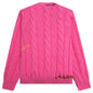 Stitch Detail Cable Knit Cardigan - Fuchsia Fluo