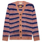 V-Neck Mohair Stripe Cardigan - Apricot