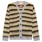 V-Neck Mohair Stripe Cardigan - Multi