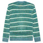V-Neck Mohair Stripe Cardigan - Turquoise