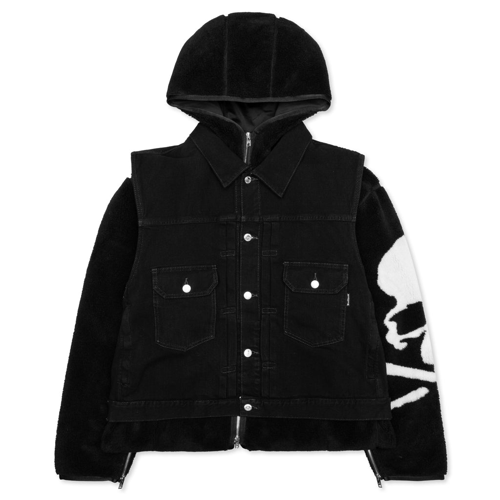 Shearling Denim Jacket - Black