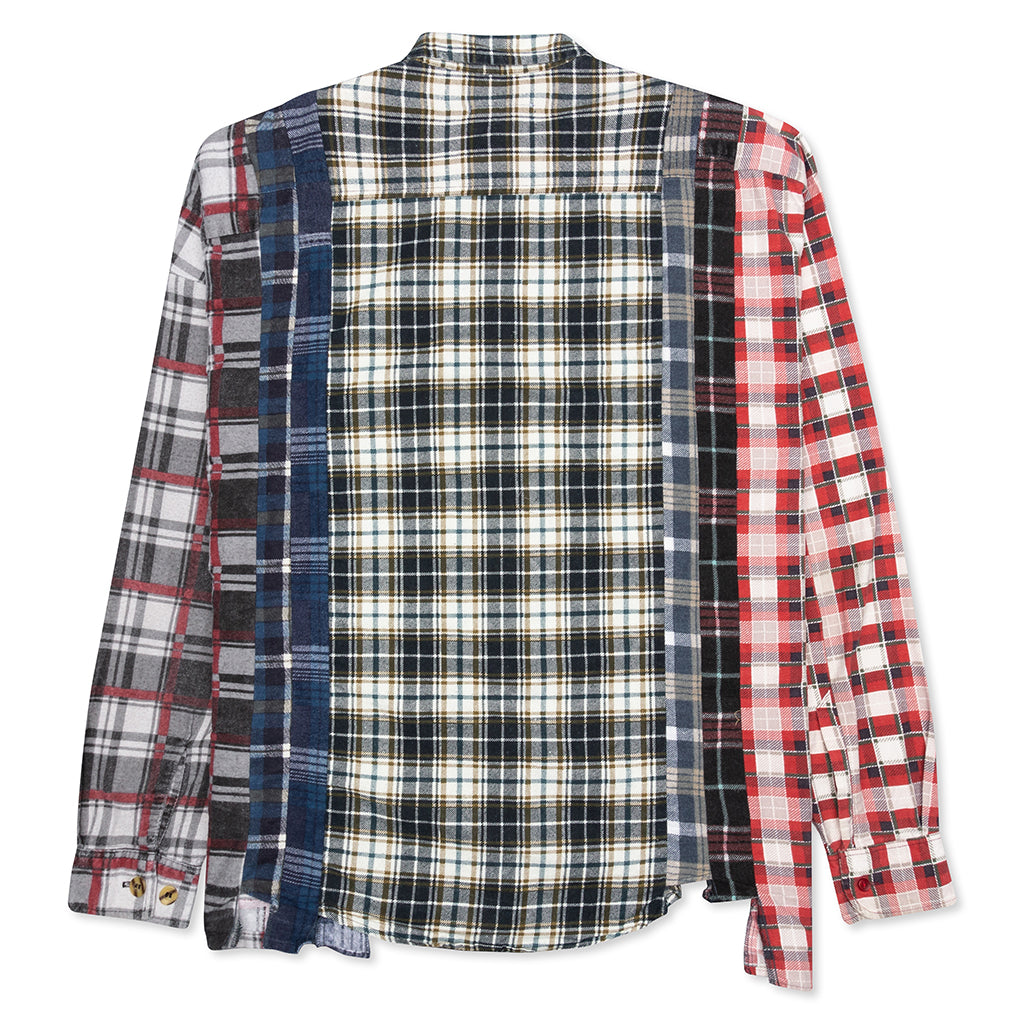 7 Cuts Wide Flannel Shirt - Cyan/Black