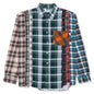 7 Cuts Wide Flannel Shirt - Orange/Grey