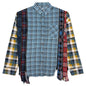7 Cuts Zipped Wide Flannel Shirt - Blue/White