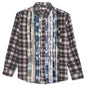 Ribbon Flannel Shirt - Grey/Burgundy