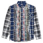 Ribbon Wide Flannel Shirt - Blue/White