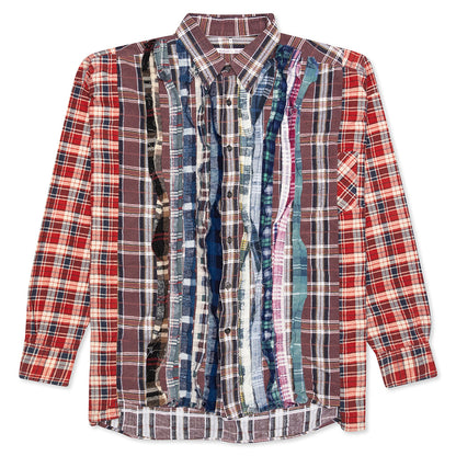 Ribbon Wide Flannel Shirt - Burgundy/Gold