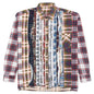 Ribbon Wide Flannel Shirt - Mustard/Maroon