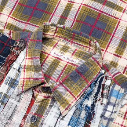 Ribbon Wide Flannel Shirt - Mustard/Maroon