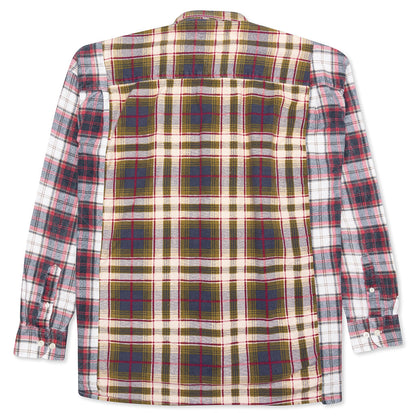Ribbon Wide Flannel Shirt - Mustard/Maroon