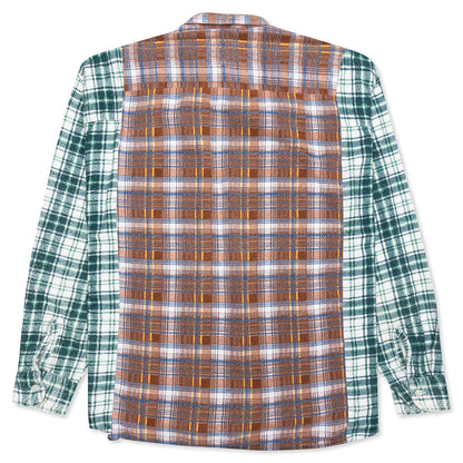 Ribbon Wide Flannel Shirt - Rust/Blue