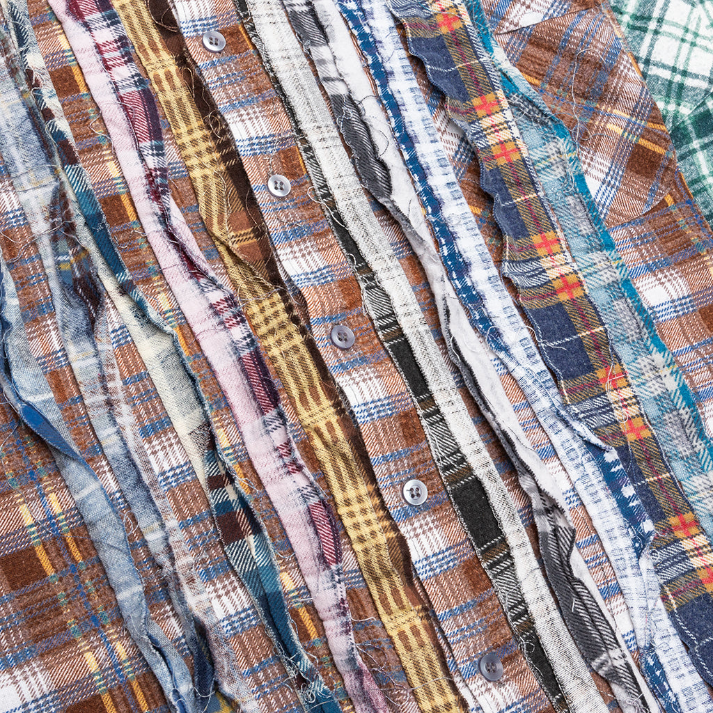 Ribbon Wide Flannel Shirt - Rust/Blue