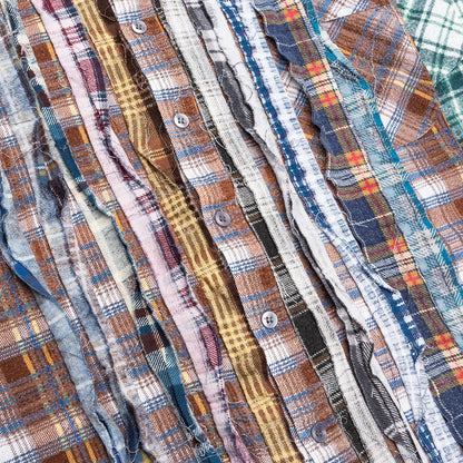 Ribbon Wide Flannel Shirt - Rust/Blue