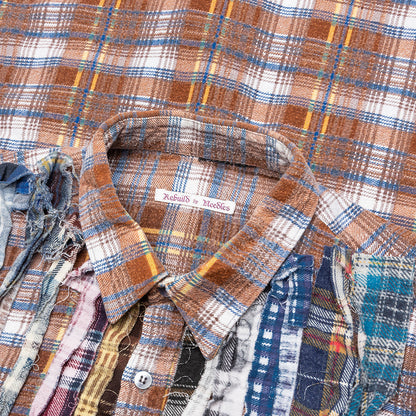Ribbon Wide Flannel Shirt - Rust/Blue