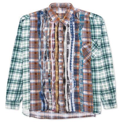 Ribbon Wide Flannel Shirt - Rust/Blue