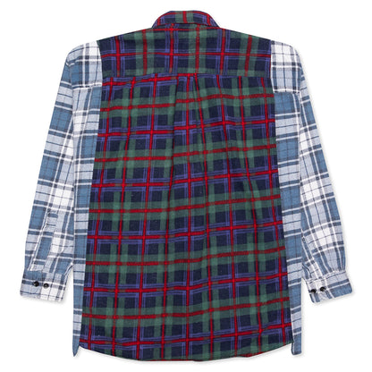 Ribbon Wide Flannel Shirt - Purple/Red