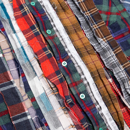 Ribbon Wide Flannel Shirt - Purple/Red
