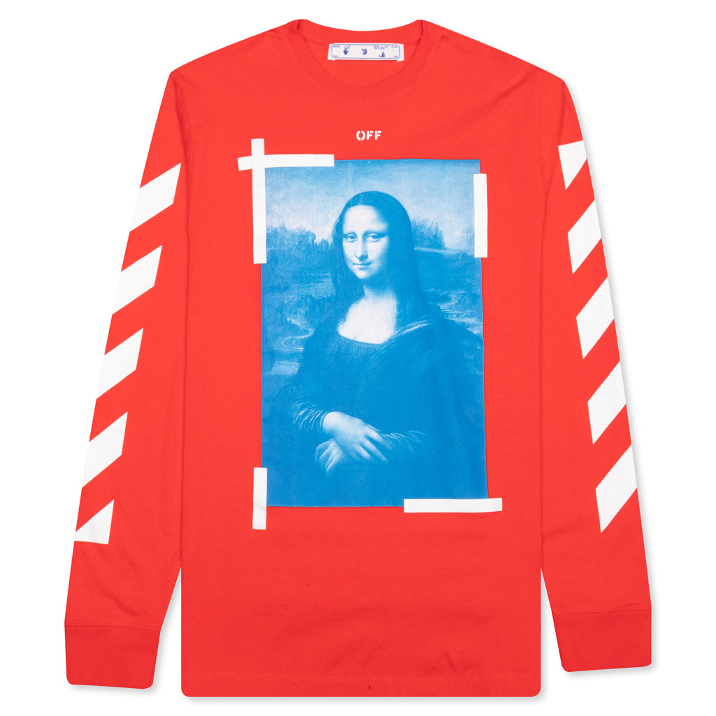 Blue Mona Lisa L/S Tee - Fiery Red/White
