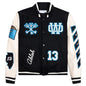 Cryst Graphics Leather Varsity -  Black Peacock