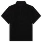 Open Knit Embroidered Polo - Black
