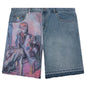 Painted Panel Shorts - Light Wash