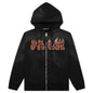 Logo Flames Zipped Vintage Hoodie - Black/Red