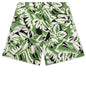 Macro Hibiscus Swim Shorts - Green/White