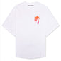 Sprayed Palm Logo Over Tee - White/Fuchsia