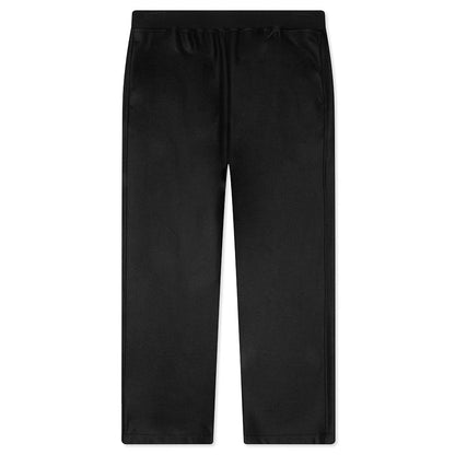 Melton Wool Trousers with Drawstring at Hems - Black