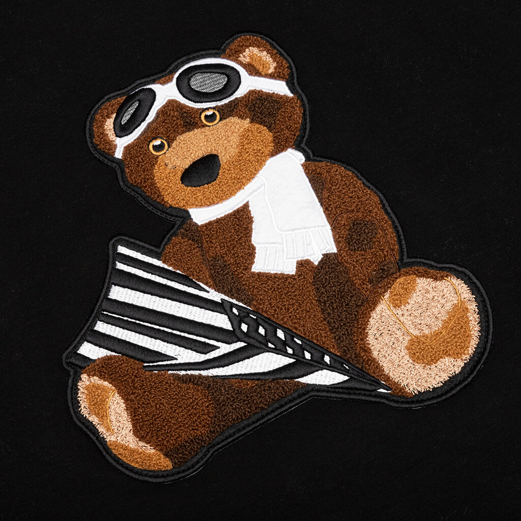 Chenille Bear Hoodie - Black
