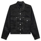 Pleated and Snapped Denim Jacket - Black