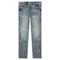 Purple Denim Mid Indigo Acid Bleach