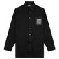 Oversized Bicolor R Pin Denim Shirt - Black