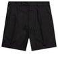 Wide Fit Mini Shorts with Double Pleats - Black