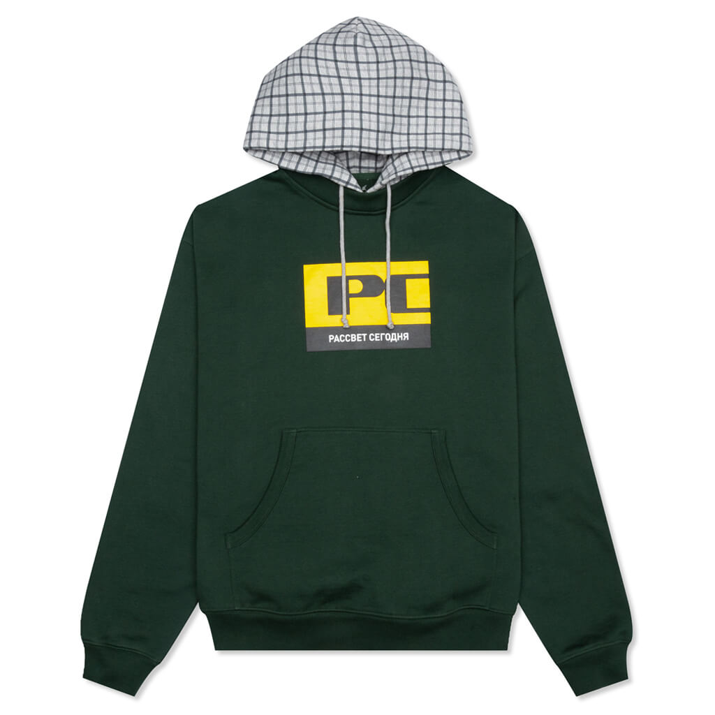 Checker Hooded Sweatshirt - Khaki