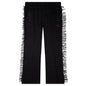 Rayon Jersey Fringe Boot-Cut Track Pant - Black