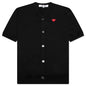 Red Emblem S/S V Neck Cardigan - Black
