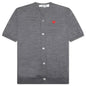 Red Emblem S/S V Neck Cardigan - Grey