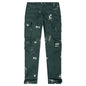 Stamp Print Cotton Canvas Cargo Trouser - Green