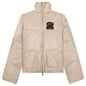 Embroidered Puffer Jacket - Tan