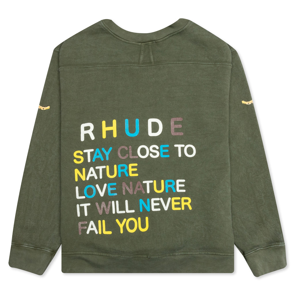 Wolf In Nature Graphic Crewneck - Olive
