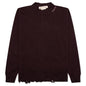 Round Neck Distressed Sweater - Dark Raisin
