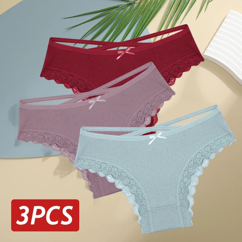 Lace Brazilian Panties Women Low Rise Cotton Underwear