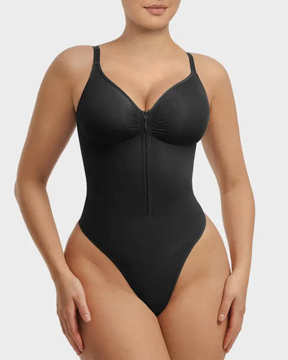 Seamless Bodysuit Shapewear Women Zip Front Tummy Control