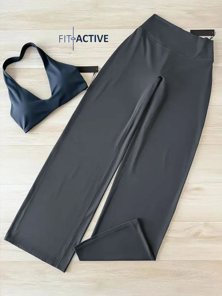 Mid Waist Yoga Straight Leg Pants Soft Wide LegTrousers Naked Feel Fitness Compression Leggings Pilates Running Sports Trousers