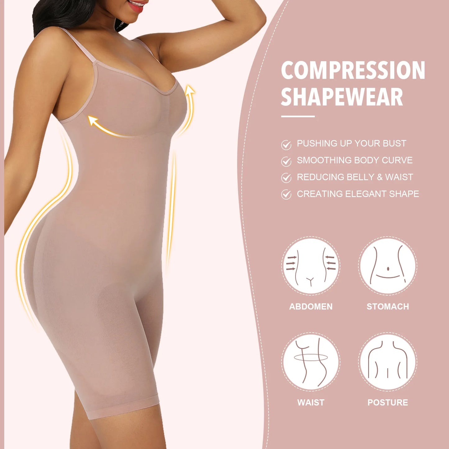 Seamless Shapewear Bodysuit for Women – Tummy Control