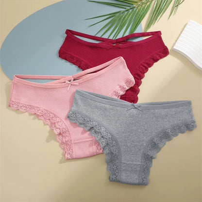 Lace Brazilian Panties Women Low Rise Cotton Underwear