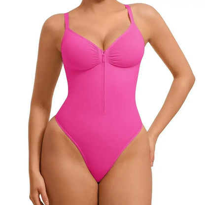 Seamless Bodysuit Shapewear Women Zip Front Tummy Control