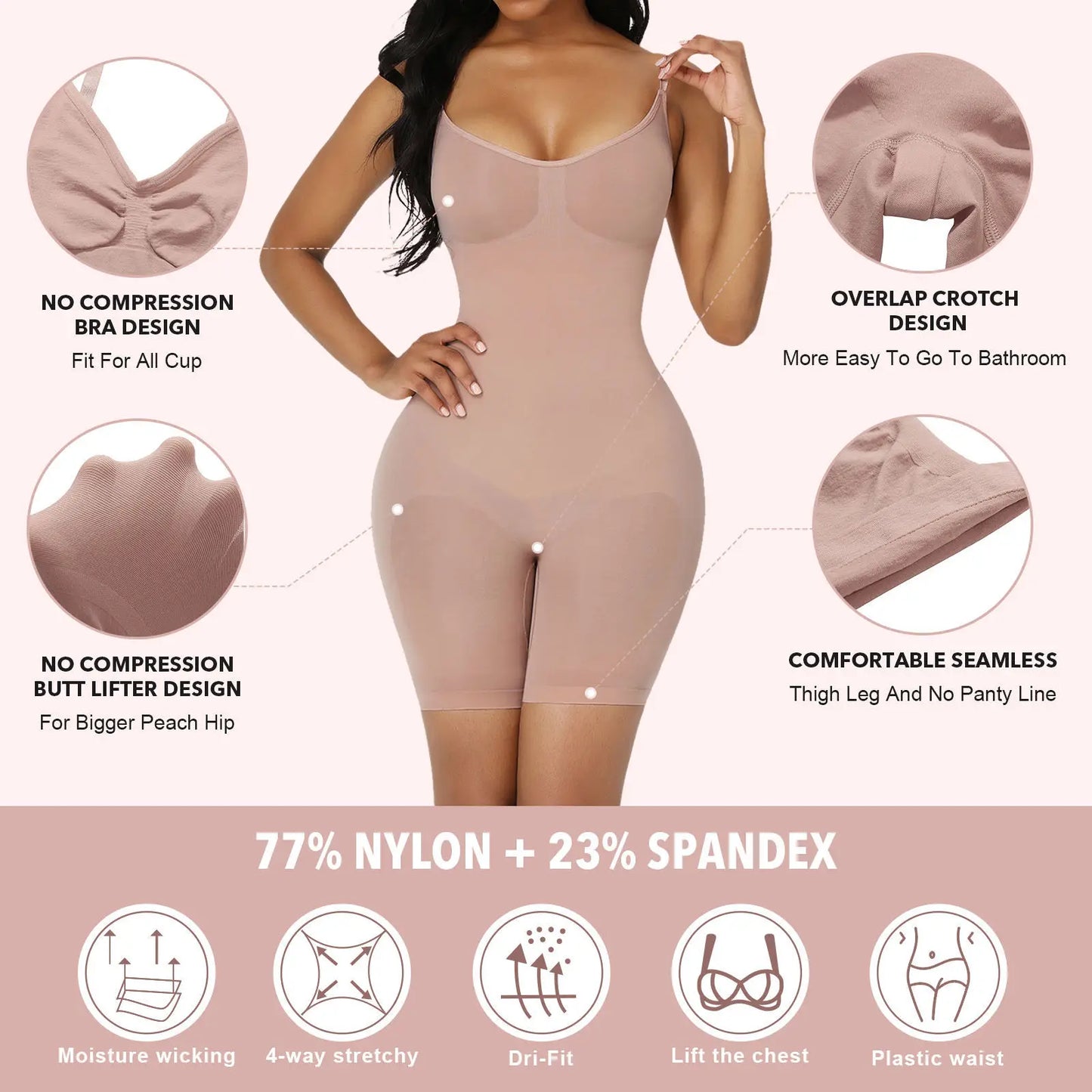 Seamless Shapewear Bodysuit for Women – Tummy Control